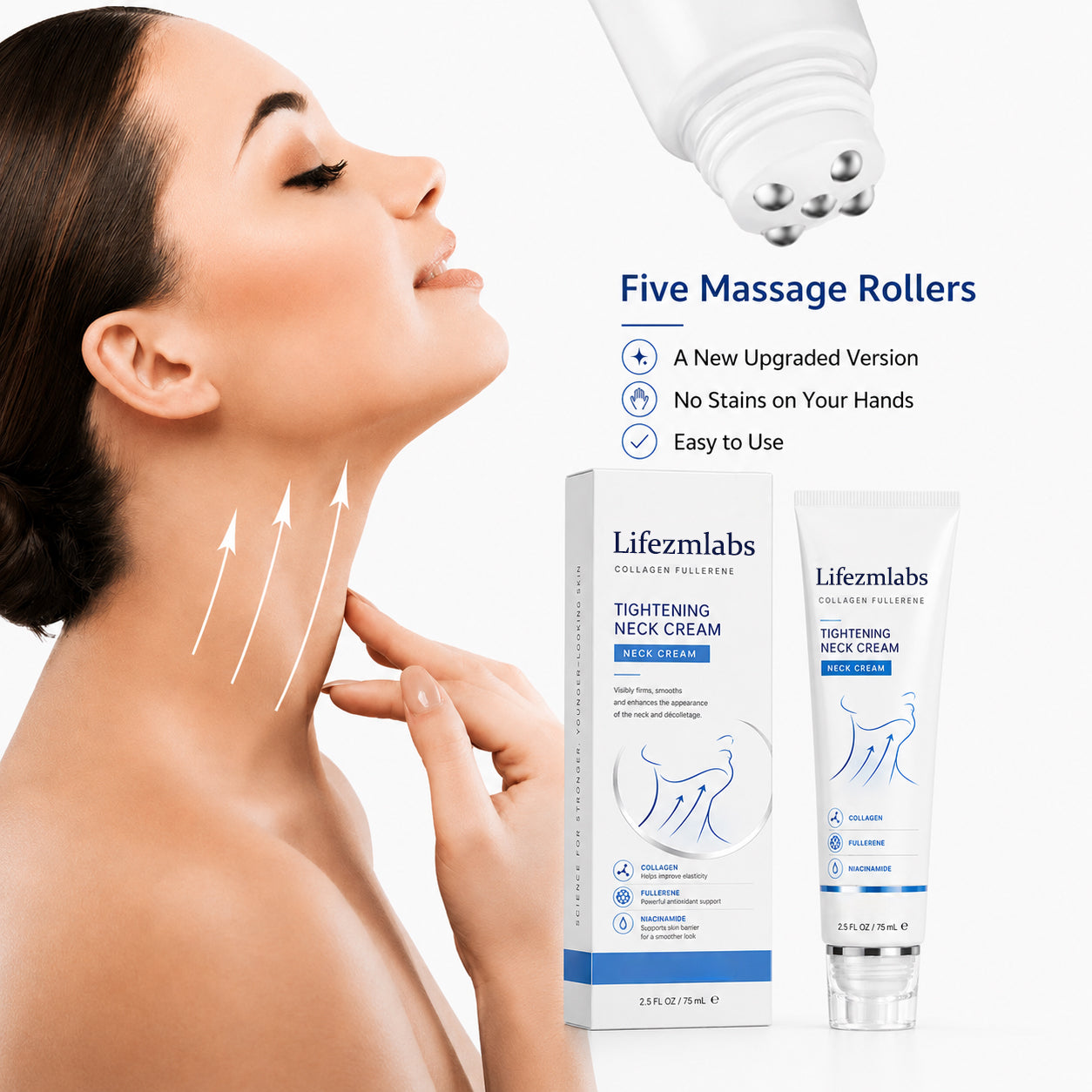 ✨ Lifezmlabs™ Instant Neck Lift Cream — 🧴 Infused with Retinol & Hyaluronic Acid | Firms the Neck, Reduces Wrinkles & Double Chin