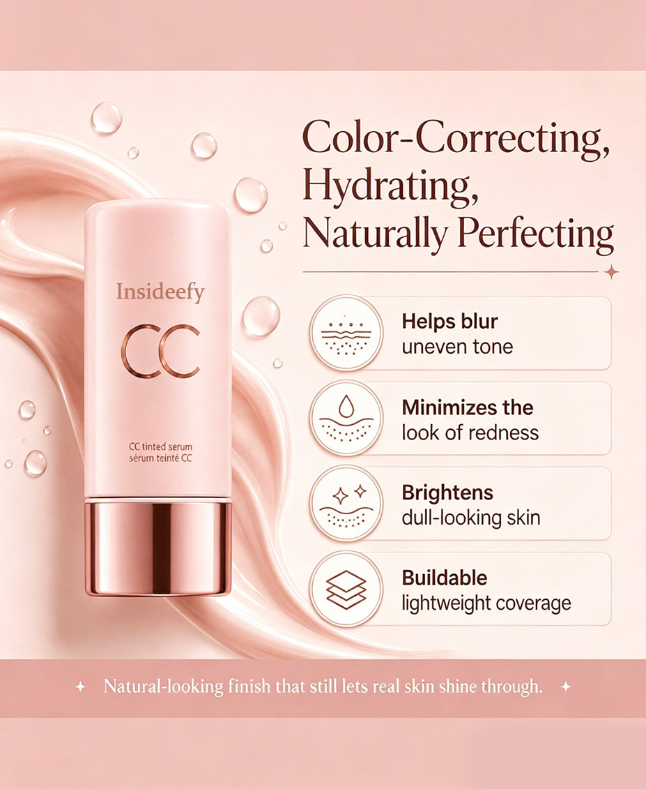 Insideefy CC Tinted Serum – Shade-Adaptive Coverage, 24H Hydration & Waterproof Wear