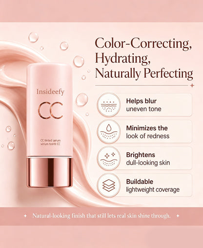 Insideefy CC Tinted Serum – Shade-Adaptive Coverage, 24H Hydration & Waterproof Wear