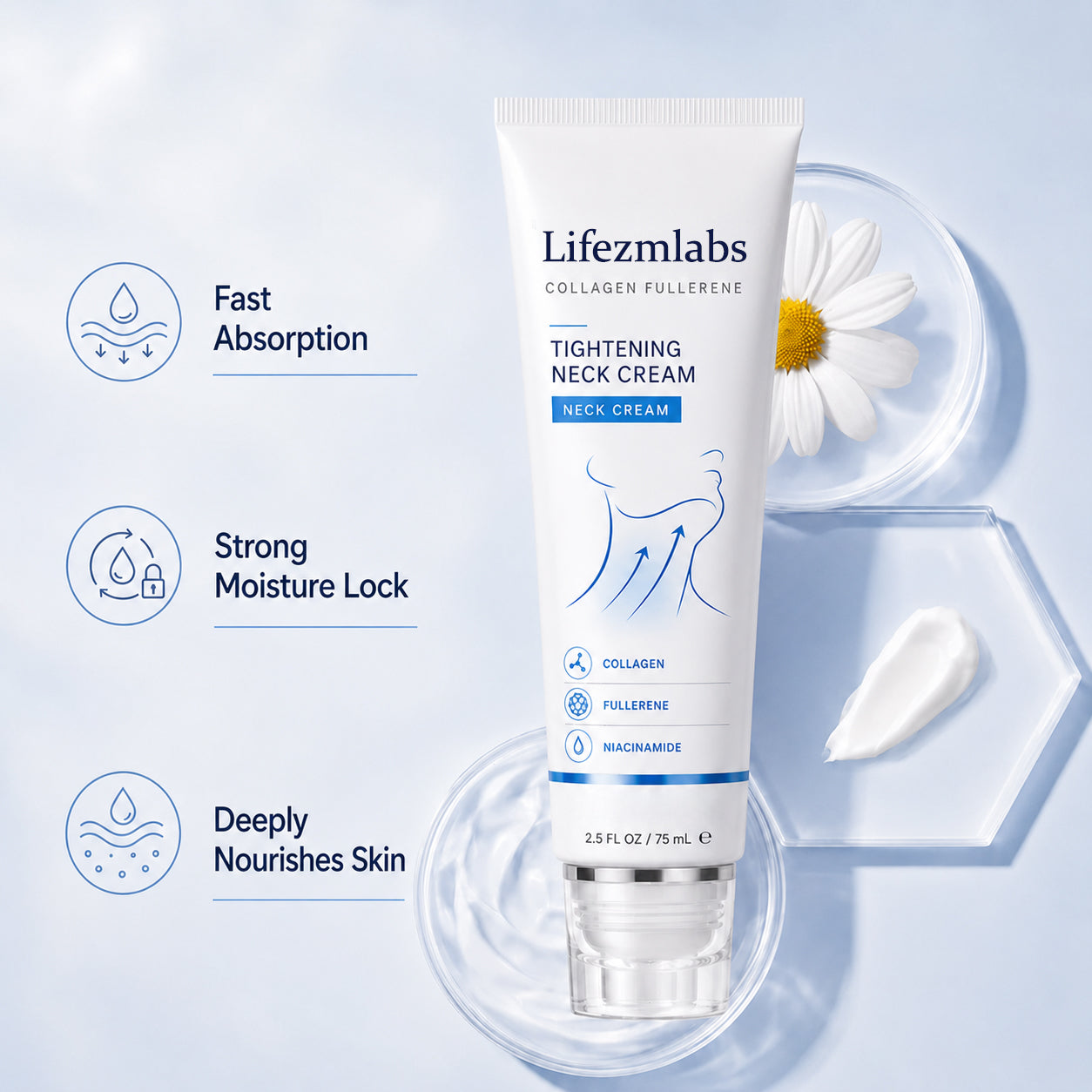 ✨ Lifezmlabs™ Instant Neck Lift Cream — 🧴 Infused with Retinol & Hyaluronic Acid | Firms the Neck, Reduces Wrinkles & Double Chin