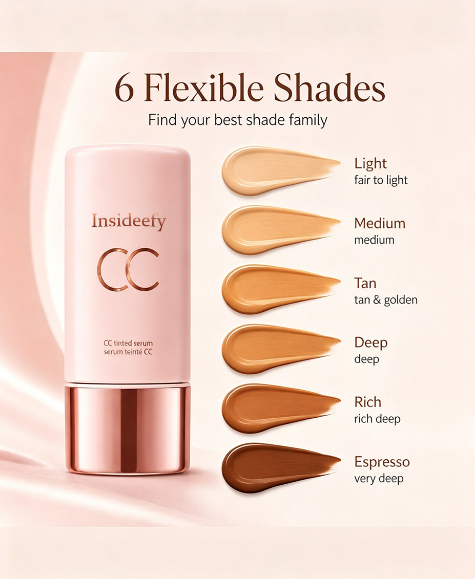 Insideefy CC Tinted Serum – Shade-Adaptive Coverage, 24H Hydration & Waterproof Wear