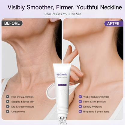 Reduces Wrinkles and Double Chin,Five Rollers for All Around Massage,Neck Firming Cream