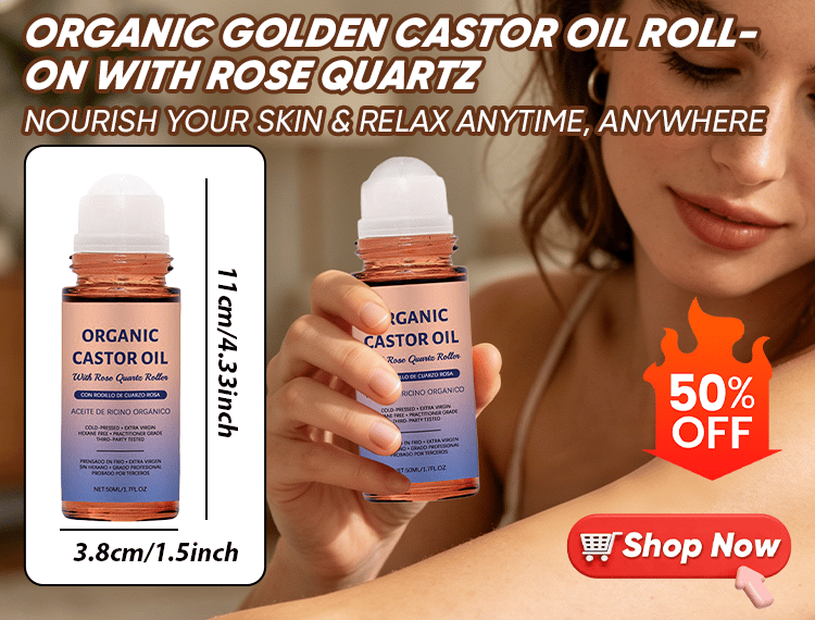 Organic Golden Castor Oil Roll-On with Rose Quartz