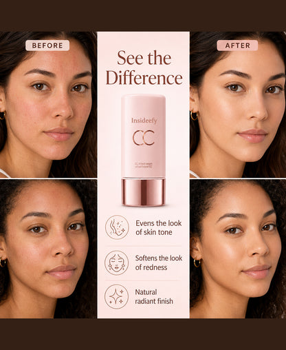 Insideefy CC Tinted Serum – Shade-Adaptive Coverage, 24H Hydration & Waterproof Wear