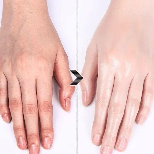 Dry hands before and after castor oil roll-on application