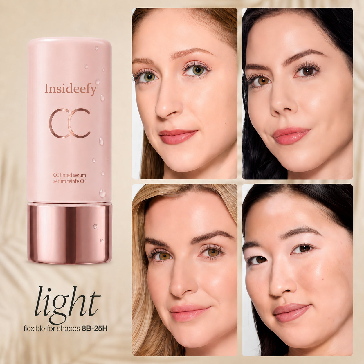 Insideefy CC Tinted Serum – Shade-Adaptive Coverage, 24H Hydration & Waterproof Wear