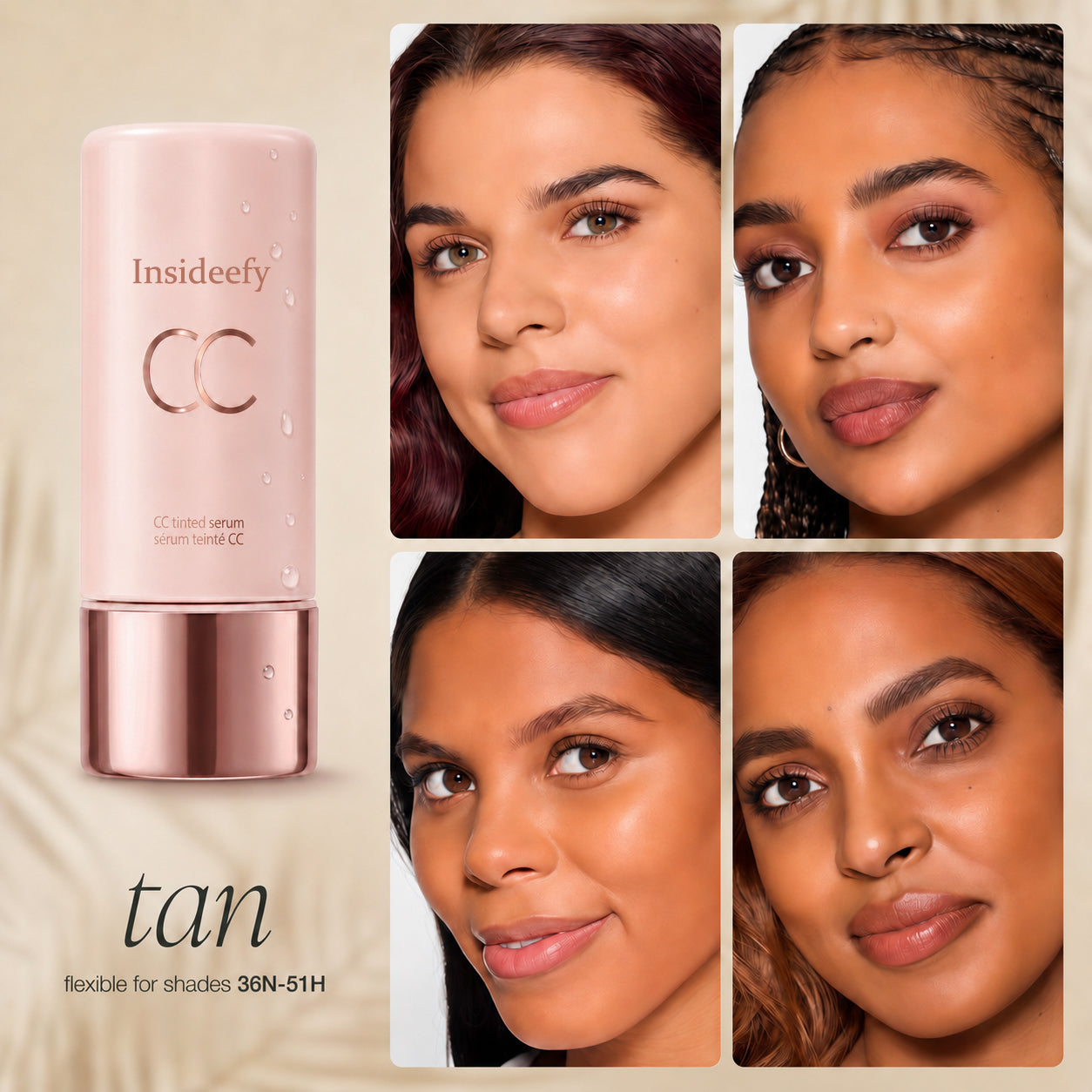 Insideefy CC Tinted Serum – Shade-Adaptive Coverage, 24H Hydration & Waterproof Wear