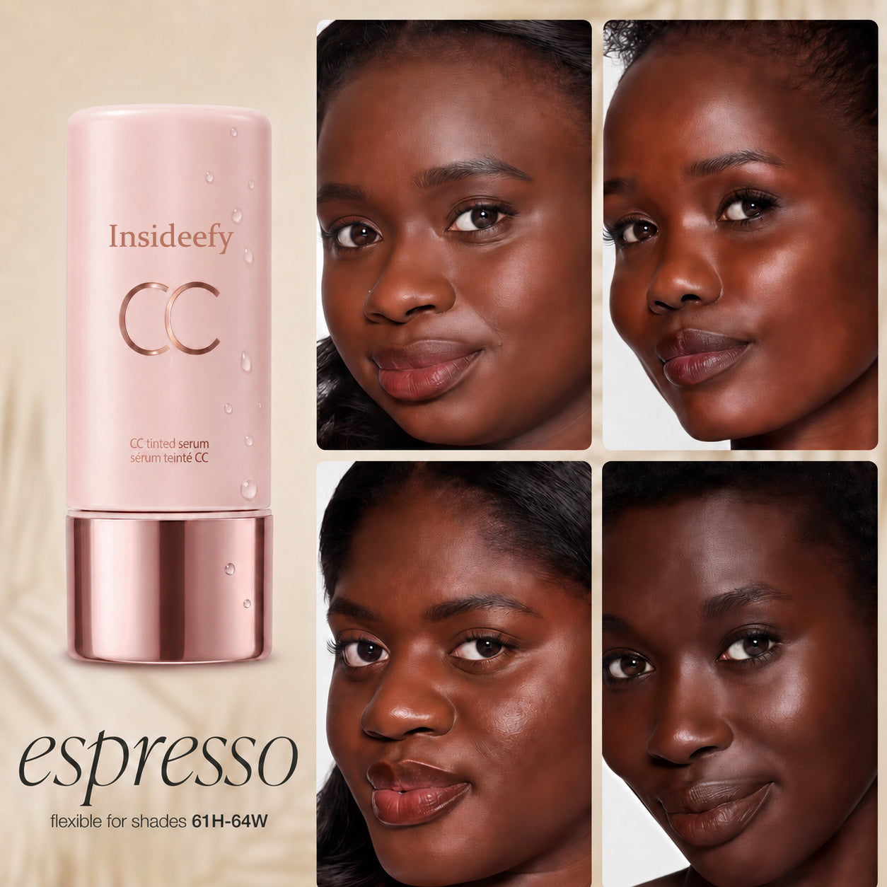 Insideefy CC Tinted Serum – Shade-Adaptive Coverage, 24H Hydration & Waterproof Wear