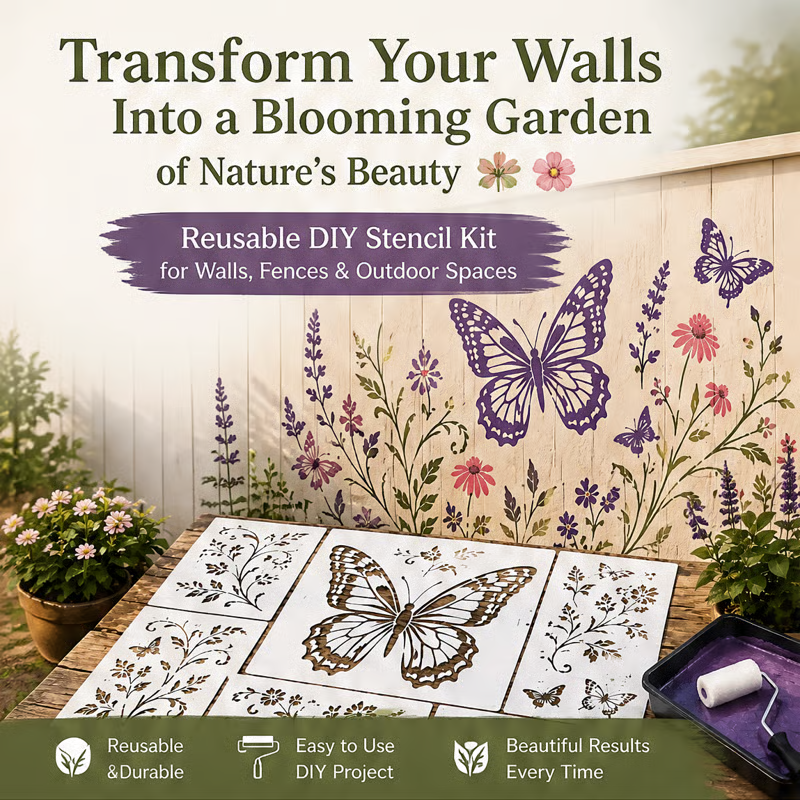 🔥LAST DAY 70% OFF - 🌿 Garden Wall Stencil – Reusable DIY Kit for Walls, Fences & Patios