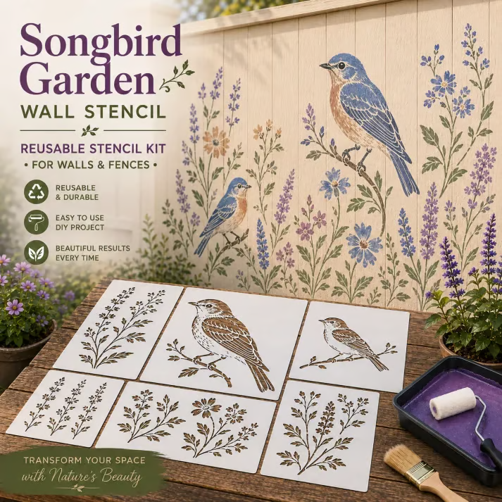 🔥LAST DAY 70% OFF - 🌿 Garden Wall Stencil – Reusable DIY Kit for Walls, Fences & Patios