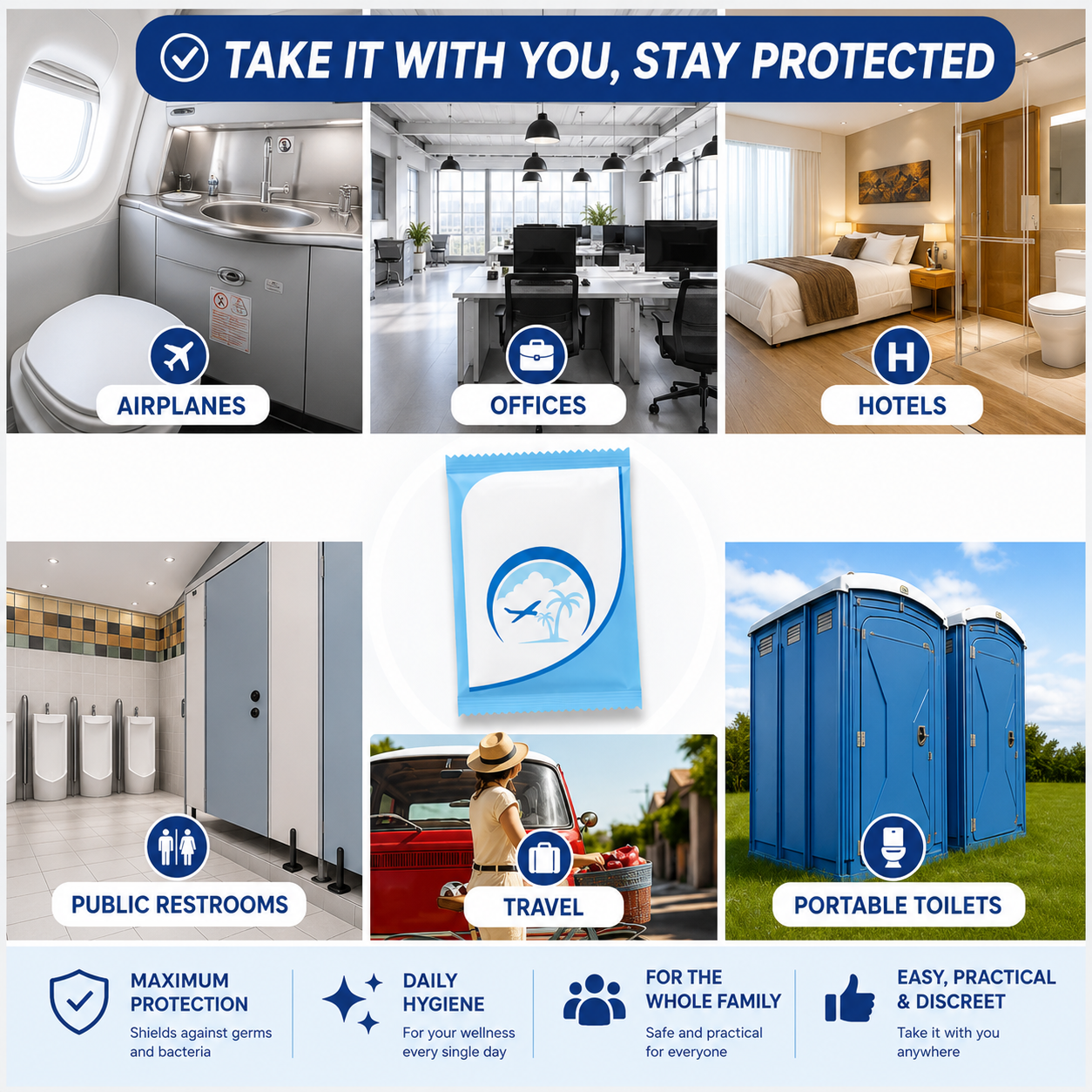 Disposable Toilet Seat Covers – Waterproof, Individually Wrapped & Travel Ready